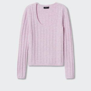 NWOT MANGO Textured knit sweater, Light/Pastel Purple, XS